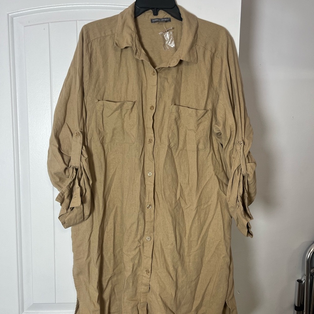 Jessica London Tan Long Sleeve Dress